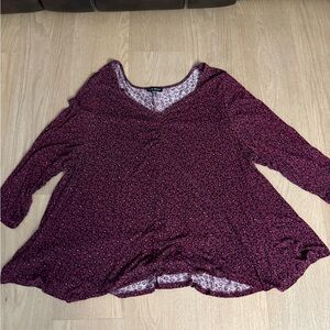 Lane Bryant Maroon Patterned Tunic